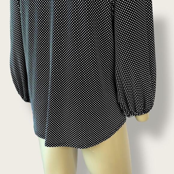 Adrianna Papell Polka Dots 3/4 Sleeve Relax Fit Top Blouse Size L Black & White - Picture 9 of 13